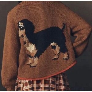 Anthropologie The Jesse Dog Icon Cardigan Sweater by Pilcro Dachshund Small